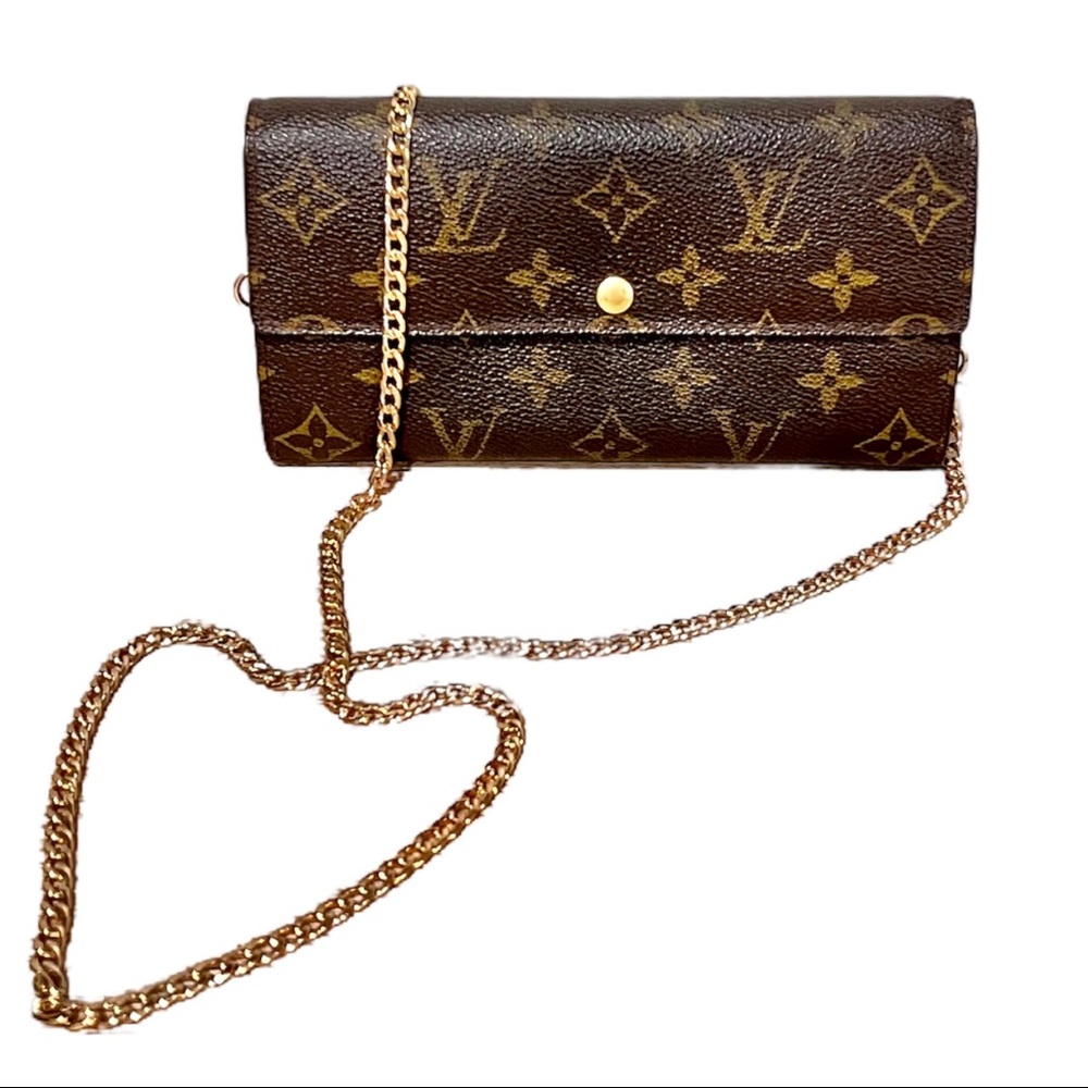 Authentic LOUIS VUITTON Vintage LV Monogram Sarah Zip Wallet 2-way Crossbody WOC